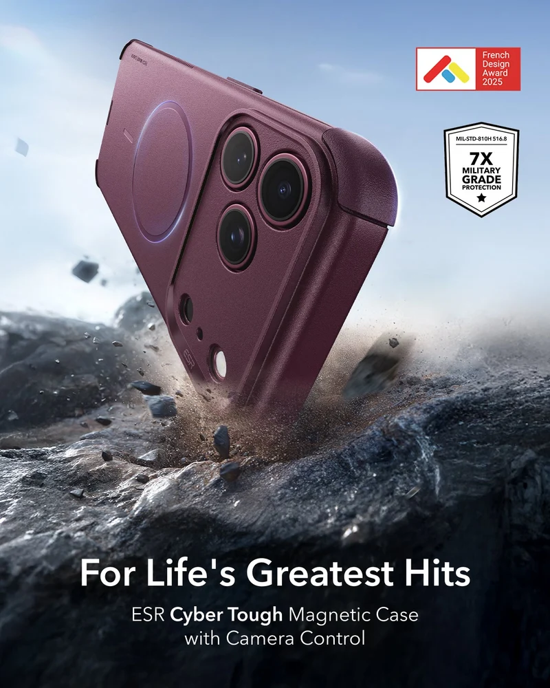 iPhone 18 Pro Max Cyber Tough Magnetic Case with Camera Control - Deep Burgundy
