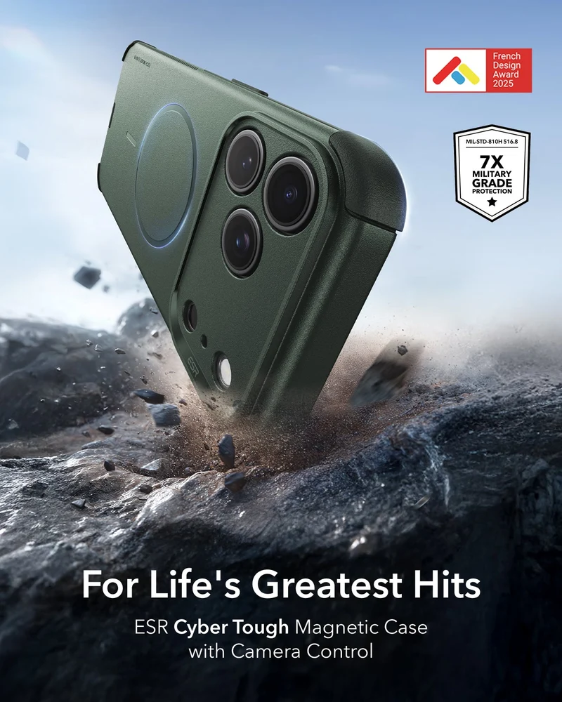 iPhone 18 Pro Max Cyber Tough Magnetic Case with Camera Control - Olive Green
