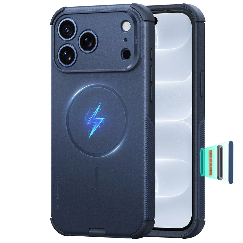 iPhone 18 Pro Max Cyber Tough Magnetic Case with Camera Control - Navy Blue