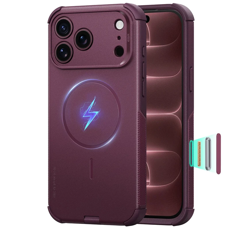 iPhone 18 Pro Cyber Tough Magnetic Case with Camera Control - Deep Burgundy