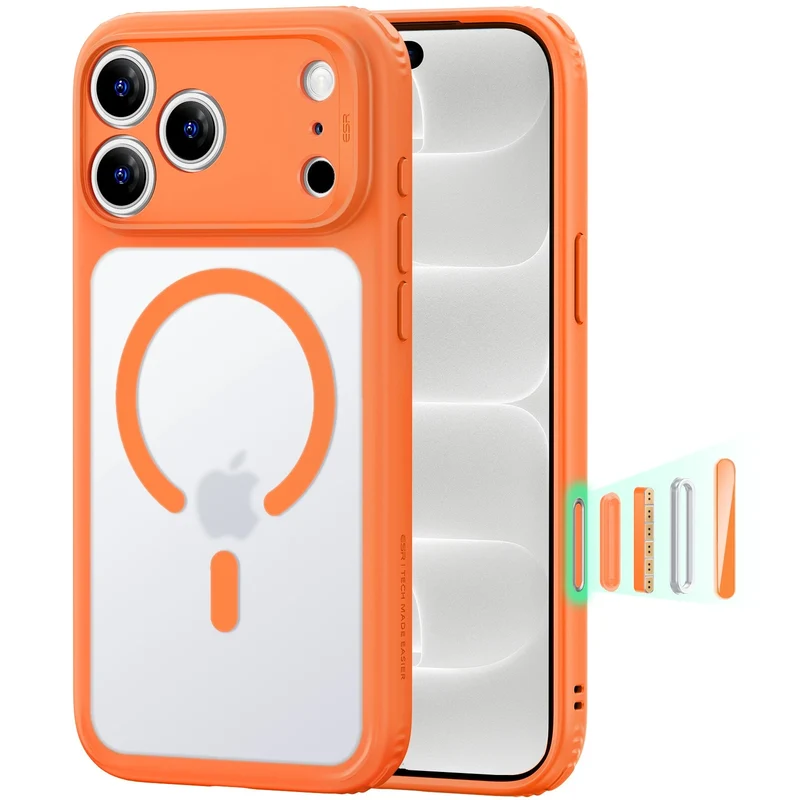 iPhone 18 Pro Max Classic Hybrid Magnetic Case with Camera Control - Frosted Orange