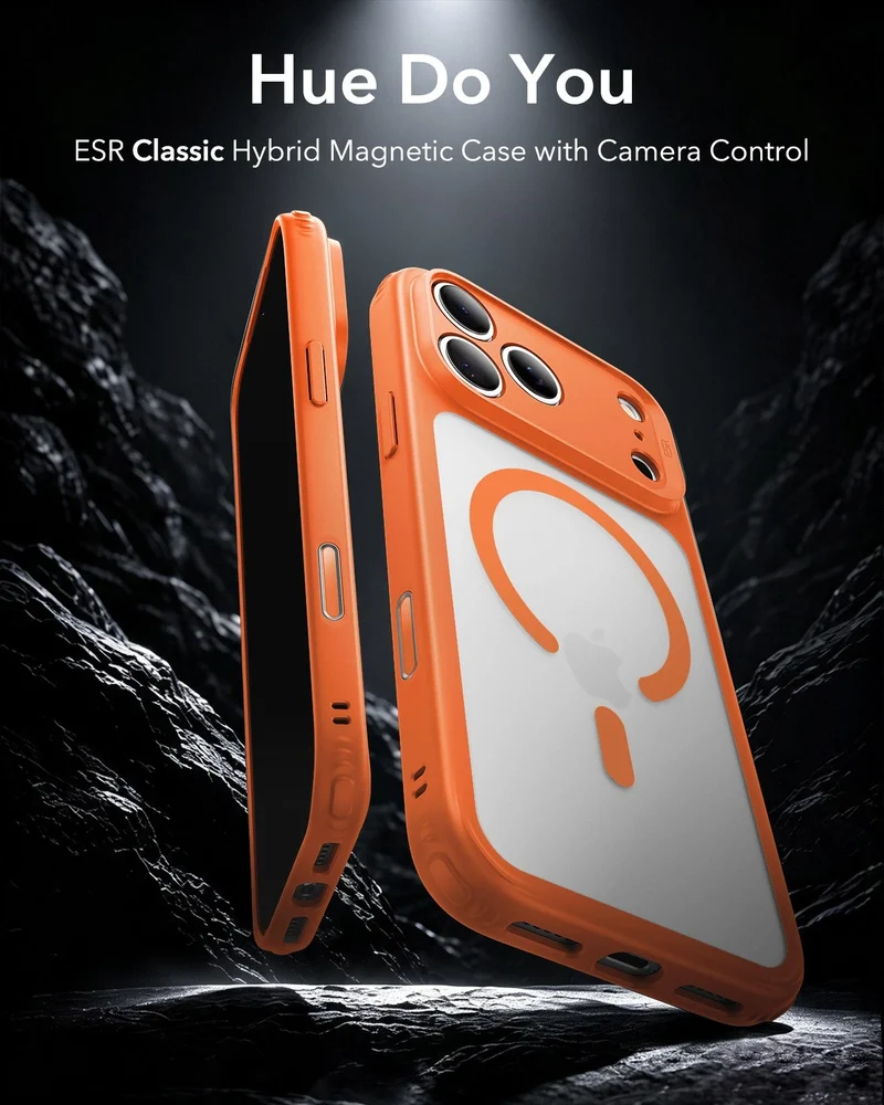 iPhone 18 Pro Max Classic Hybrid Magnetic Case with Camera Control - Frosted Orange