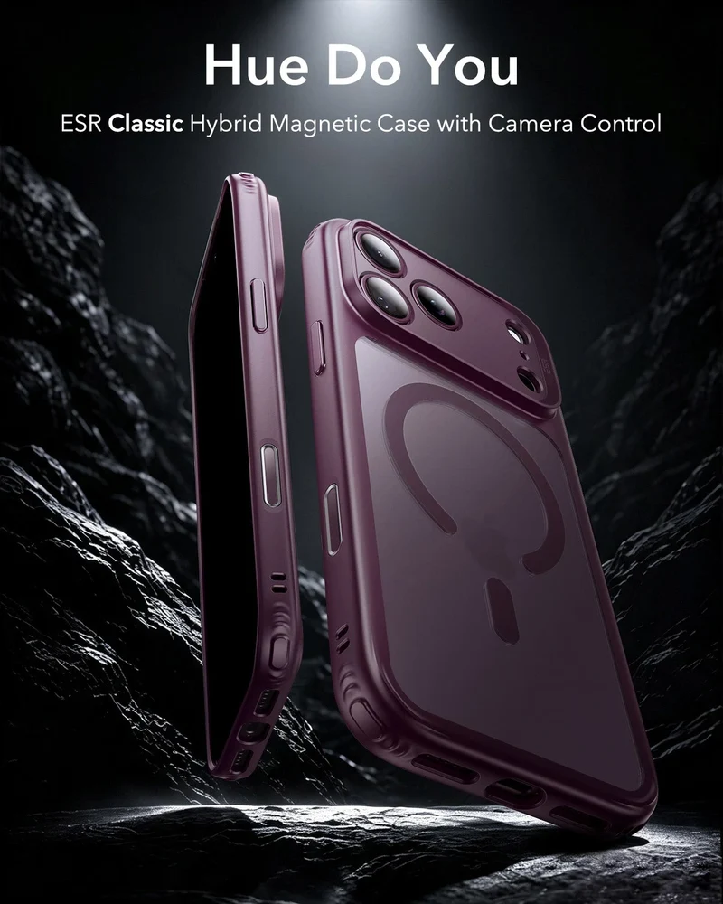 iPhone 18 Pro Max Classic Hybrid Magnetic Case with Camera Control - Frosted Deep Burgundy