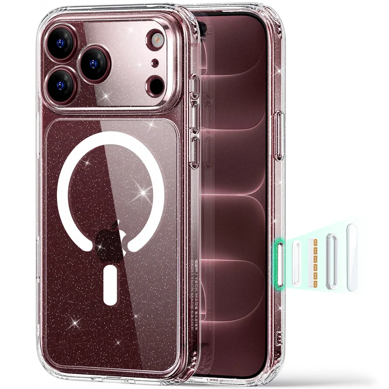 iPhone 18 Pro Max Classic Hybrid Magnetic Case with Camera Control - Clear Shimmer