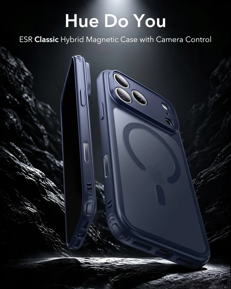 iPhone 18 Pro Max Classic Hybrid Magnetic Case with Camera Control - Frosted Blue