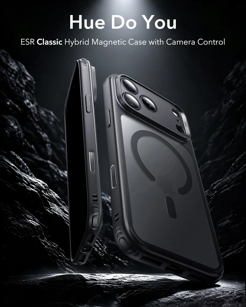 iPhone 18 Pro Max Classic Hybrid Magnetic Case with Camera Control - Frosted Black