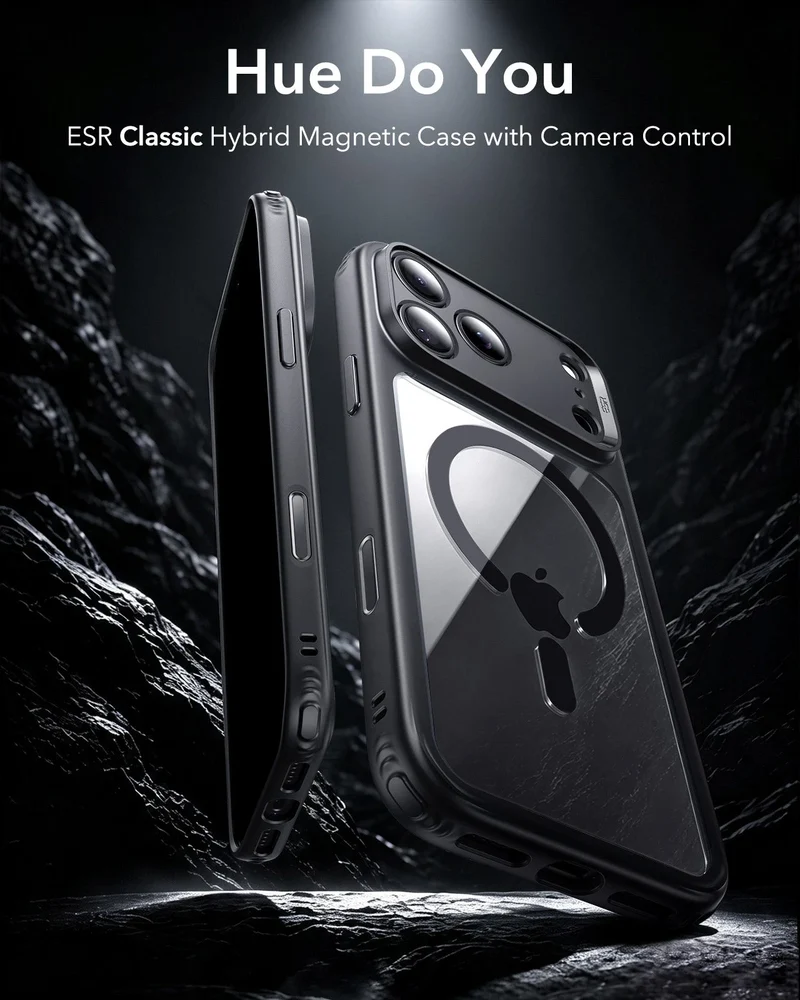 iPhone 18 Pro Max Classic Hybrid Magnetic Case with Camera Control - Clear Black