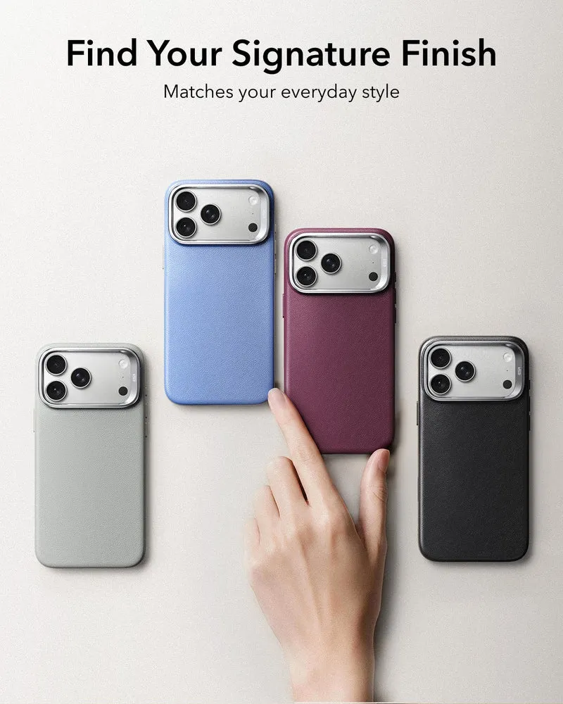 iPhone 18 Pro Atelier Silicone Leather Magnetic Case with Camera Control and Flex Stand - Misty Blue