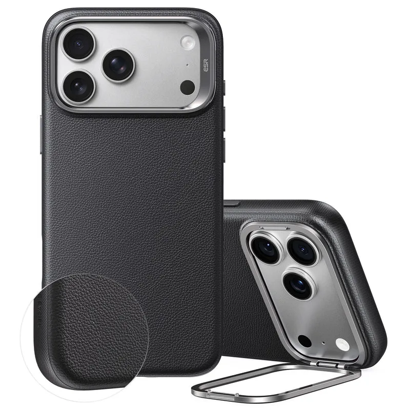 iPhone 18 Pro Atelier Silicone Leather Magnetic Case with Camera Control and Flex Stand - Black