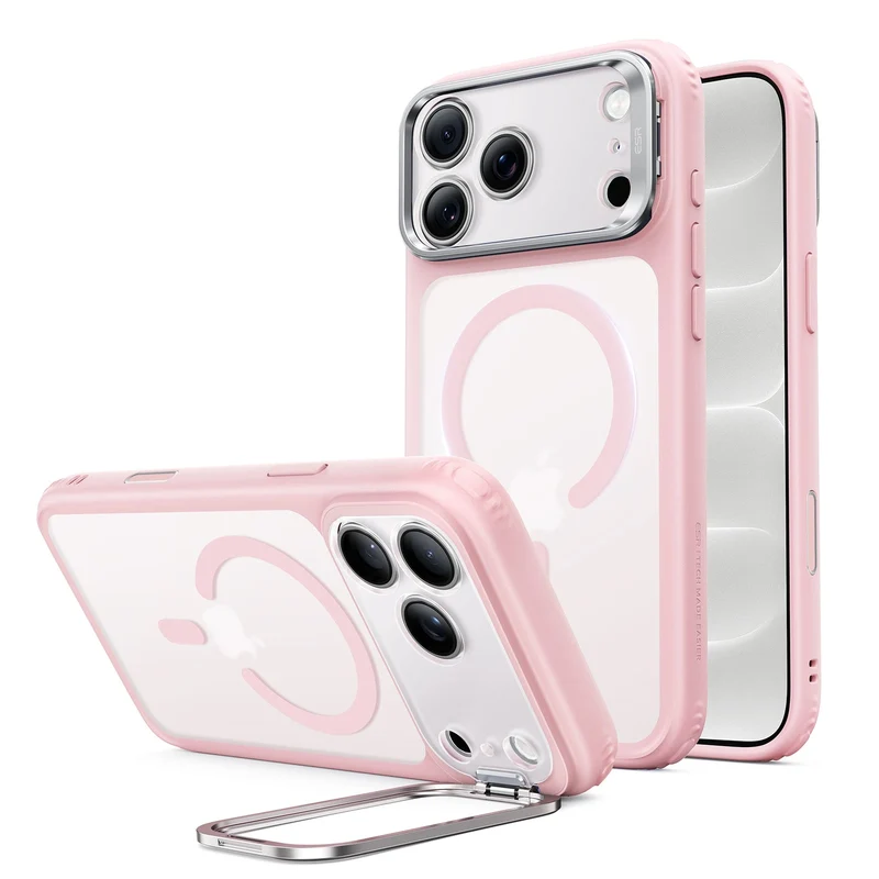 iPhone 18 Pro Max Classic Hybrid Magnetic Case with Camera Control and Flex Stand - Frosted Bubblegum Pink