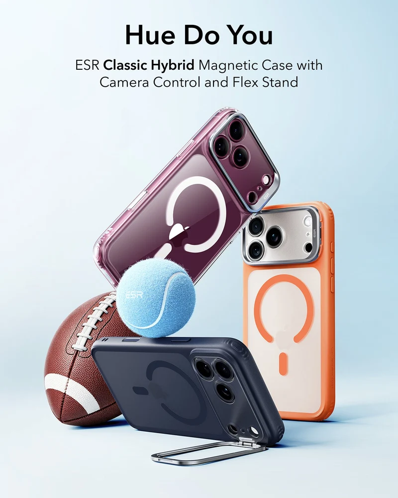 iPhone 18 Pro Classic Hybrid Magnetic Case with Camera Control and Flex Stand - Frosted Orange