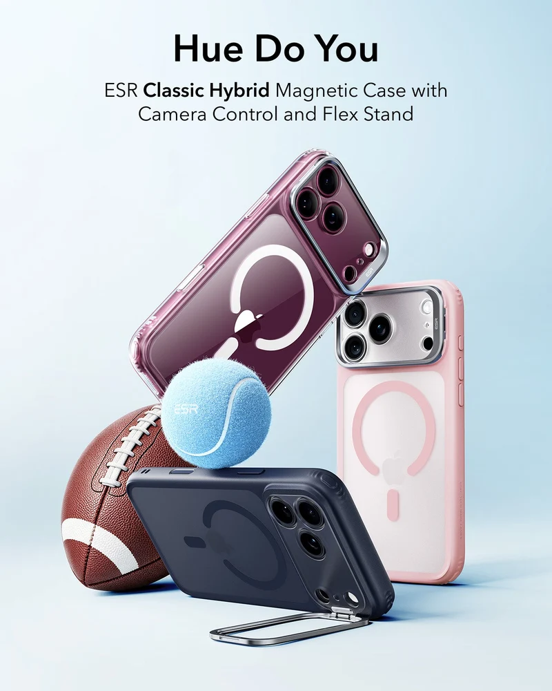 iPhone 18 Pro Classic Hybrid Magnetic Case with Camera Control and Flex Stand - Frosted Bubblegum Pink