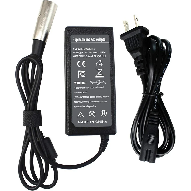 24V 2A Electronic Scooter Battery Charger for Go-Go Elite Traveller SC40E/SC44E, Ezip Mountain Trailz Schwinn 4.0 S400 S500 Jazzy Power Chair