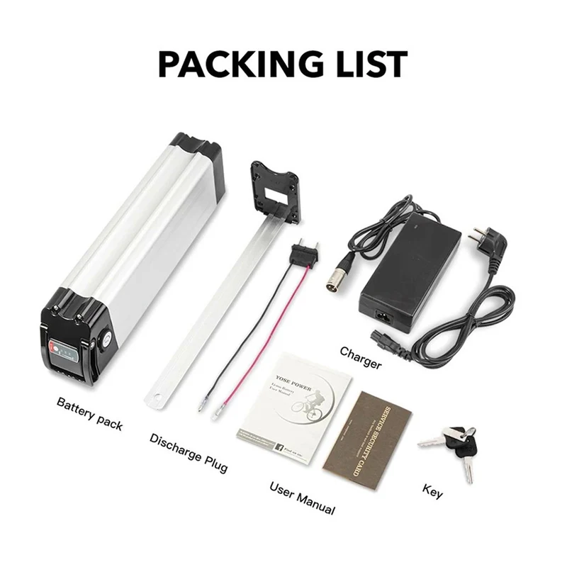 36V 10Ah Baterie Electric Phylion XH370-10J Battery 18650 Lithium e bike battery Seat Tube Silverfish E bike Battery for prophete（top discharge）