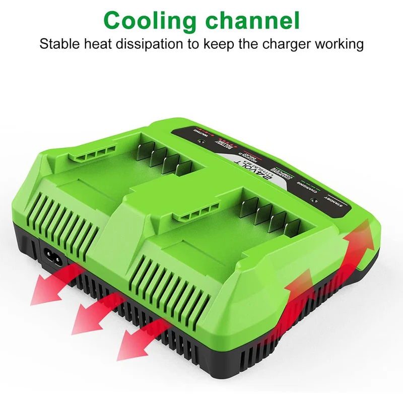 2Port 29862 Charger 24V for G-24 Greenworks 24V Lithium Battery Dual Port Rapid Charger