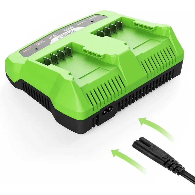 2Port 29862 Charger 24V for G-24 Greenworks 24V Lithium Battery Dual Port Rapid Charger