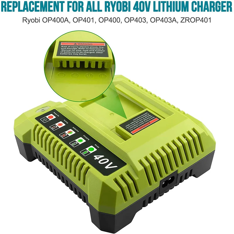 40 Volt Lithium-Ion Charger OP401 Compatible with 40V Battery OP4026 OP40201 OP4040 OP40401 OP4050 OP4050A OP40501 OP40601