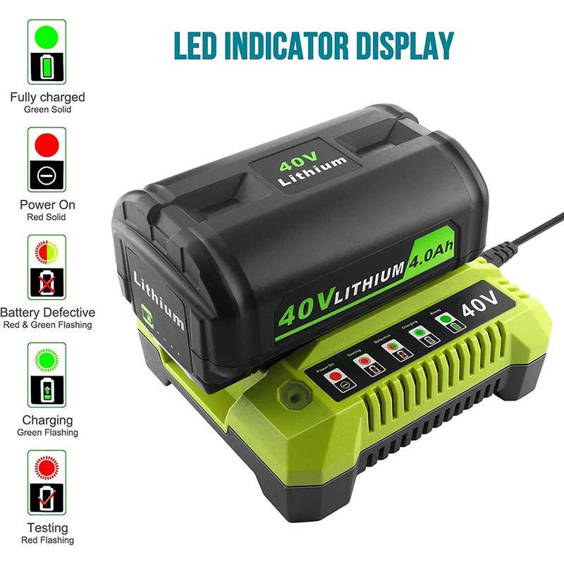 40 Volt Lithium-Ion Charger OP401 Compatible with 40V Battery OP4026 OP40201 OP4040 OP40401 OP4050 OP4050A OP40501 OP40601