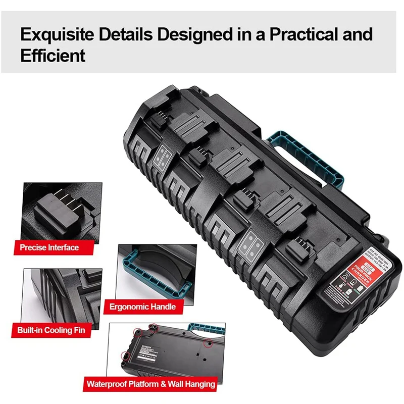 4-Ports M18 Rapid Battery Charger 48-59-1804 compatible with Milwaukee 18V XC Lithium Ion Battery 48-11-1850 48-11-1840 48-11-18155 48-1 1-1828