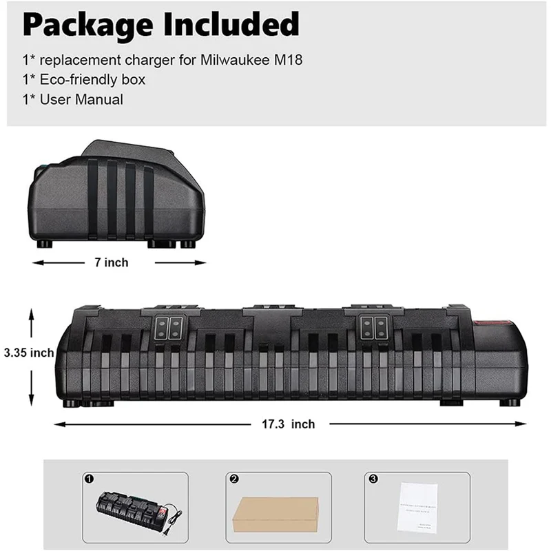 4-Ports M18 Rapid Battery Charger 48-59-1804 compatible with Milwaukee 18V XC Lithium Ion Battery 48-11-1850 48-11-1840 48-11-18155 48-1 1-1828