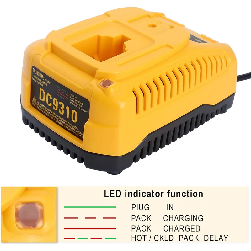 7.2V-18V Battery Charger DC9310 Compatible with Dewalt 18V 14.4V 12V 9.6V 7.2V NiCad & NiMh Battery DC9096 DC9098 DC9099