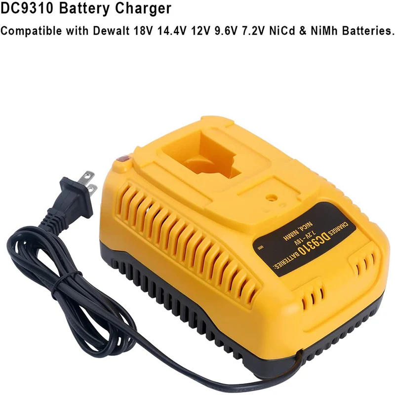 7.2V-18V Battery Charger DC9310 Compatible with Dewalt 18V 14.4V 12V 9.6V 7.2V NiCad & NiMh Battery DC9096 DC9098 DC9099