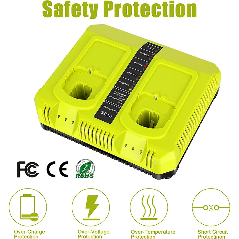 18V Dual Chemistry Fast Charger for Ryobi 12V-18V P117 P118 for ONE+ Lithium NiCd NiMh Battery P102 P108 P100 P103 P105 P107