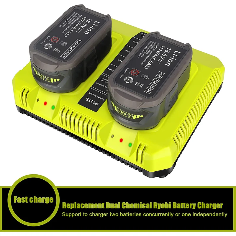 18V Dual Chemistry Fast Charger for Ryobi 12V-18V P117 P118 for ONE+ Lithium NiCd NiMh Battery P102 P108 P100 P103 P105 P107