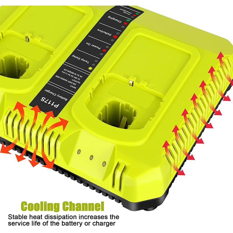 18V Dual Chemistry Fast Charger for Ryobi 12V-18V P117 P118 for ONE+ Lithium NiCd NiMh Battery P102 P108 P100 P103 P105 P107