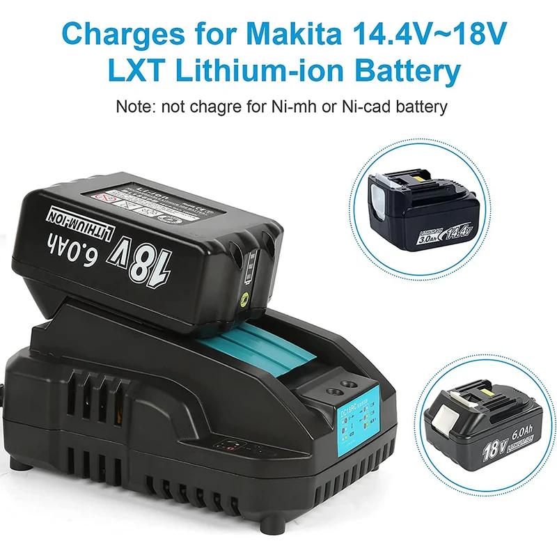 DC18RC Replacement Battery Charger for Makita 14.4V-18V Lithium Ion Battery Compatible with BL1815 BL1830 BL1840 BL1850 Battery Charger