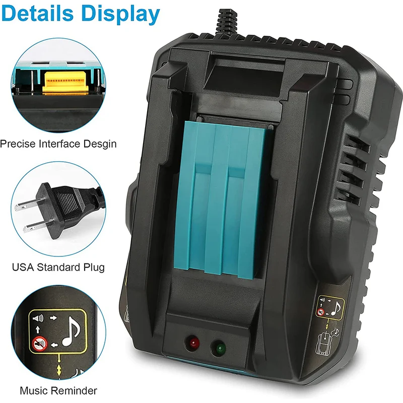DC18RC Replacement Battery Charger for Makita 14.4V-18V Lithium Ion Battery Compatible with BL1815 BL1830 BL1840 BL1850 Battery Charger