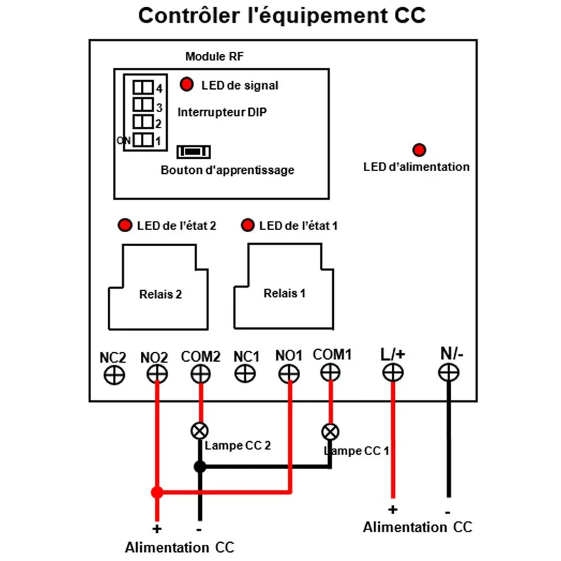 2 Voie 30A relais interrupteur sans fil 10~80V avec 5km télécommande (Modèle: 0020105)