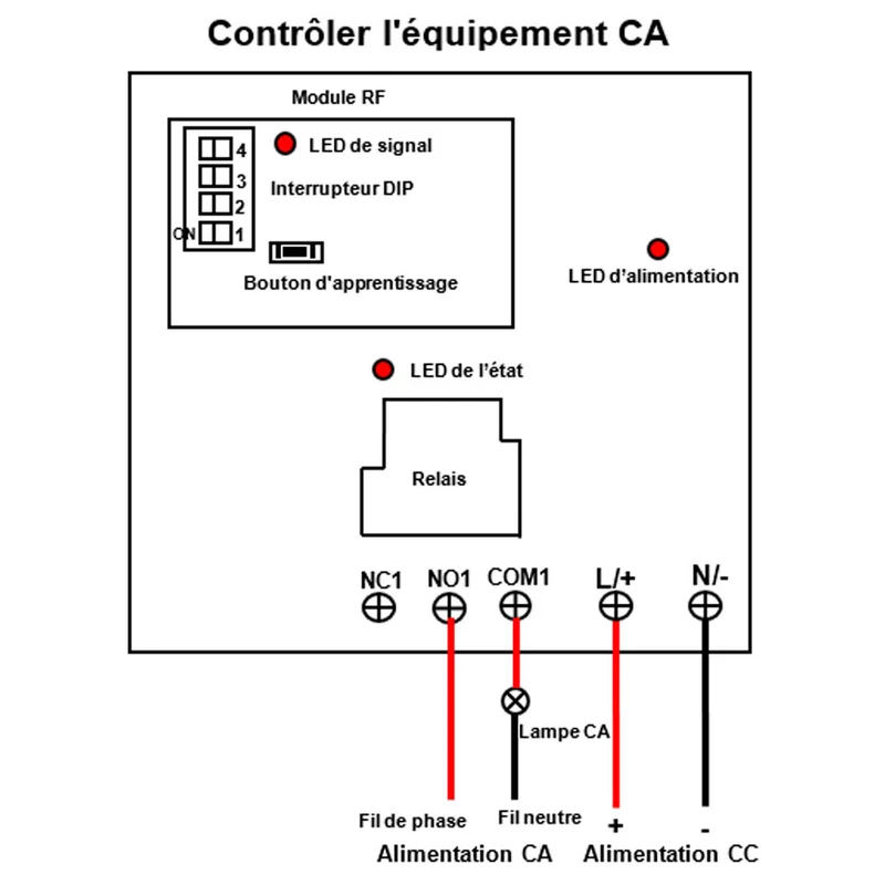 1 Canal CC 30A kit interrupteur relais télécommande sans fil 5 km (Modèle: 0020092)