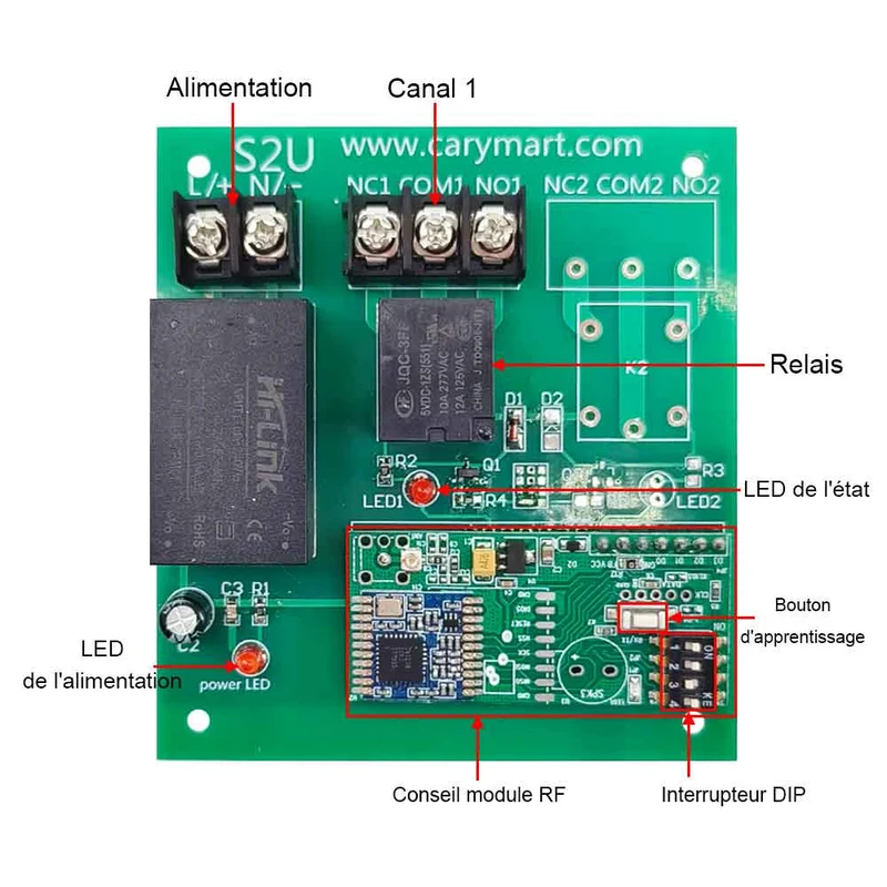 1 Voies 230V 10A Interrupteur Relais avec Télécommande Sans Fil 5km (Modèle: 0020689)