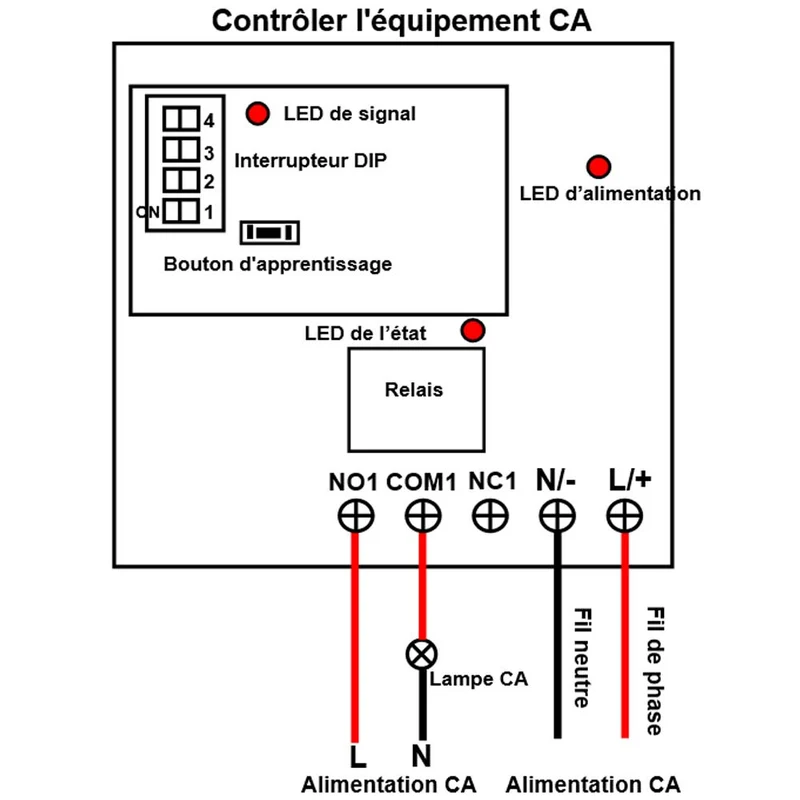 1 Voies 230V 10A Interrupteur Relais avec Télécommande Sans Fil 5km (Modèle: 0020689)