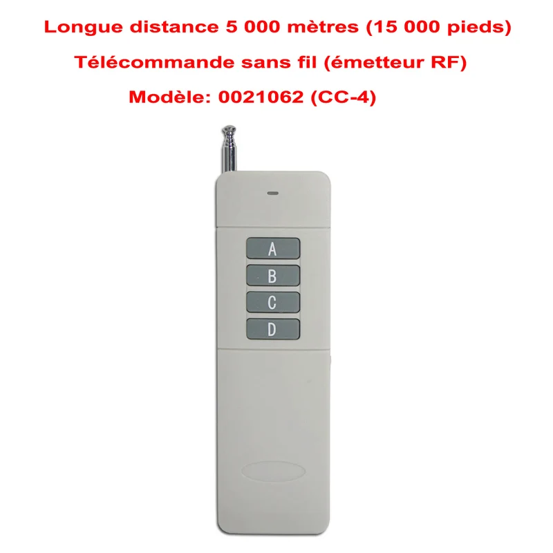 Kit interrupteur télécommande sans fil sortie CC 4 voies 10A 5km (Modèle: 0020224)
