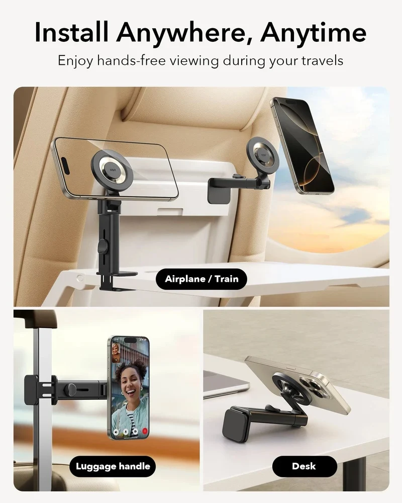 Airplane Phone Holder Mount (HaloLock) - Black