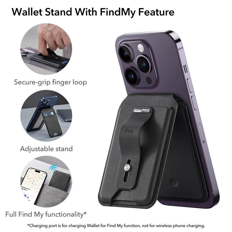 Geo Wallet Stand (HaloLock) with Built-in Find My - Grey