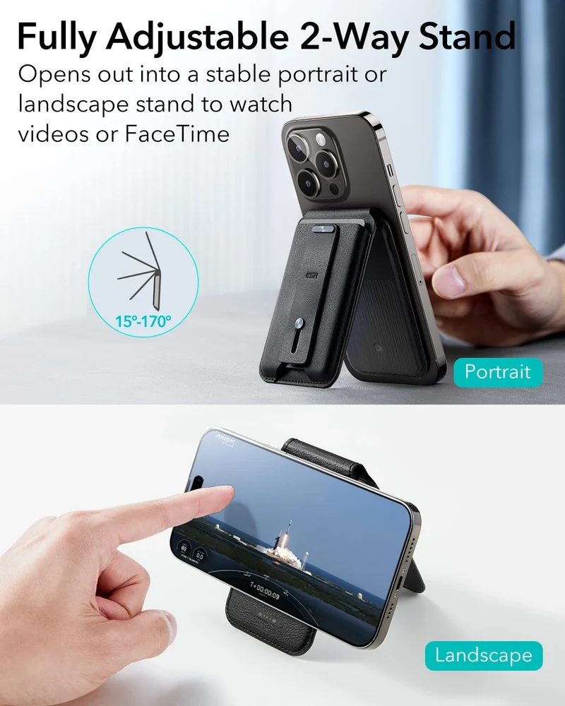 Geo Wallet Stand (HaloLock) with Built-in Find My - Grey