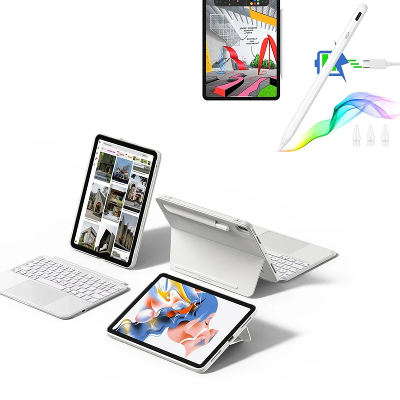 iPad Pro 11" (M5) 2025 Shift Keyboard Case (Detachable) With Pencil Bundle - US Layout - White