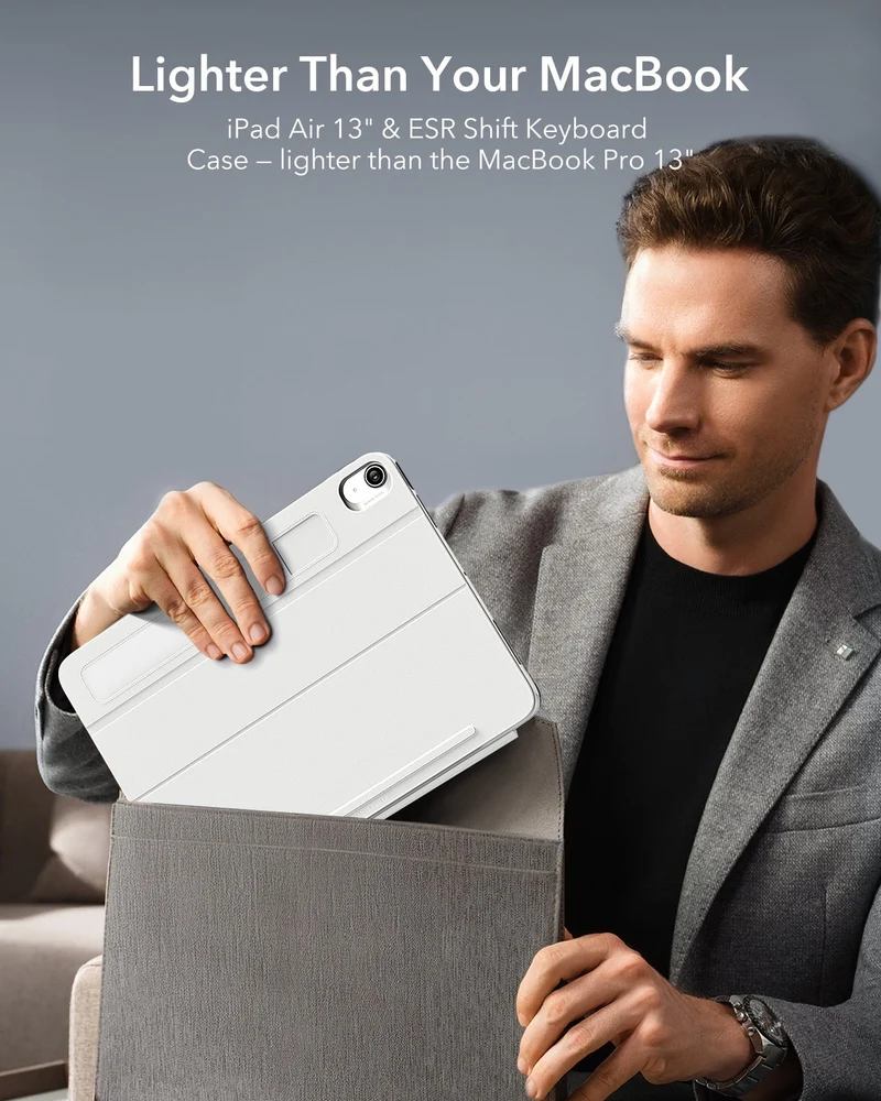 iPad Pro 13" (M4) 2024 Shift Keyboard Case (Detachable) Protection Bundle- US Layout - White