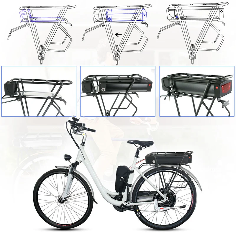 US Stock 48V 20Ah battery black lithium-ion Ebike with 50A BMS XT60 for outdoors S045 black