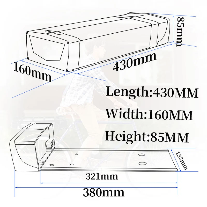 US Stock 48V 20Ah battery black lithium-ion Ebike with 50A BMS XT60 for outdoors S045 black