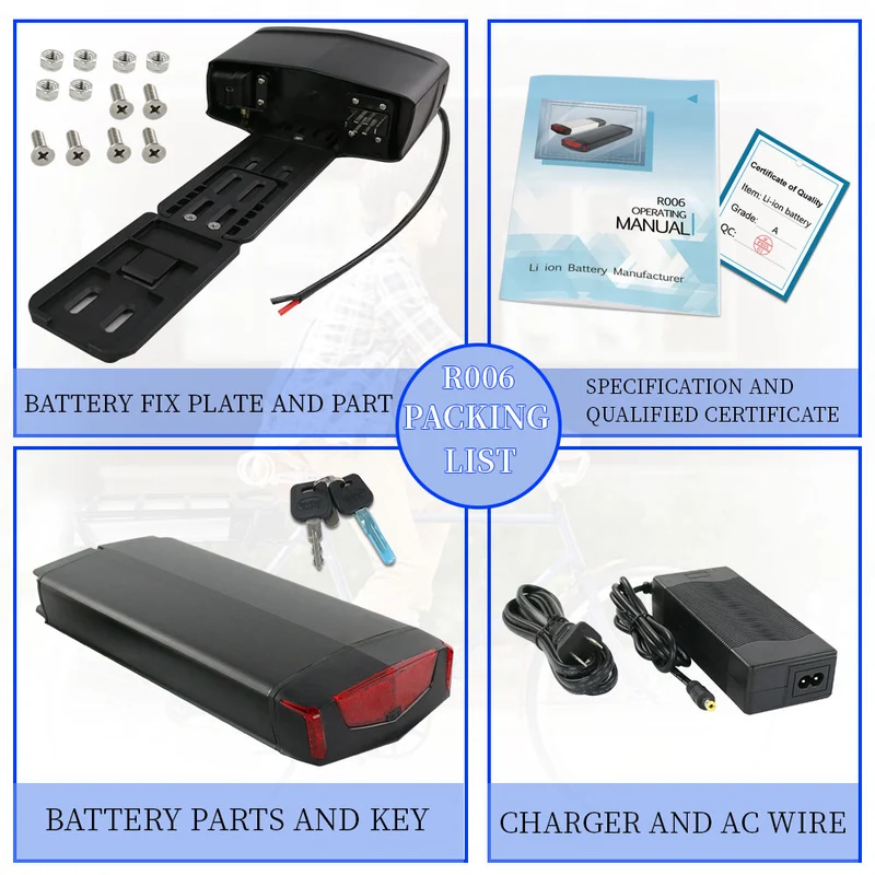 US Stock 36V 13Ah Ebike lithium-ion battery with 20A BMS for outdoors R006