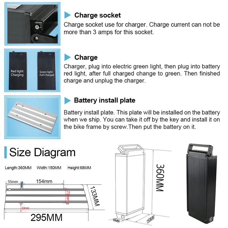 48V 15Ah Battery Lithium-ion Ebike with 30A BMS for Outdoor T032