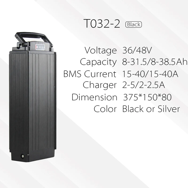 48V 20Ah Battery Lithium-ion Ebike with 30A BMS for Outdoors T032-2 black