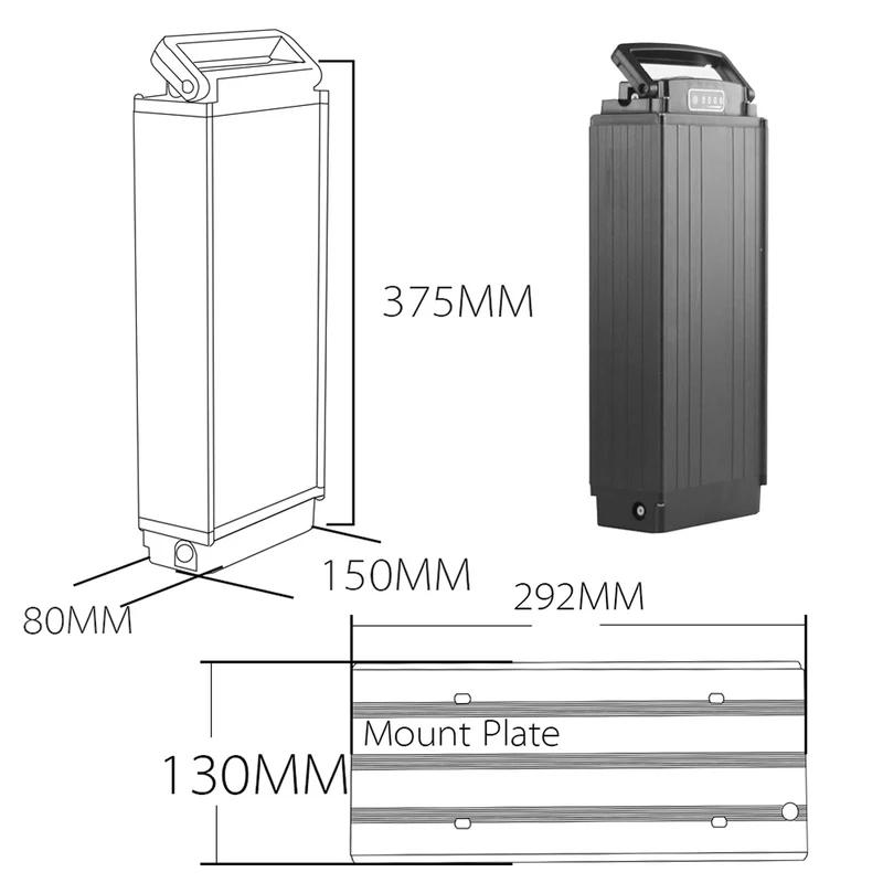 48V 20Ah Battery Lithium-ion Ebike with 30A BMS for Outdoors T032-2 black