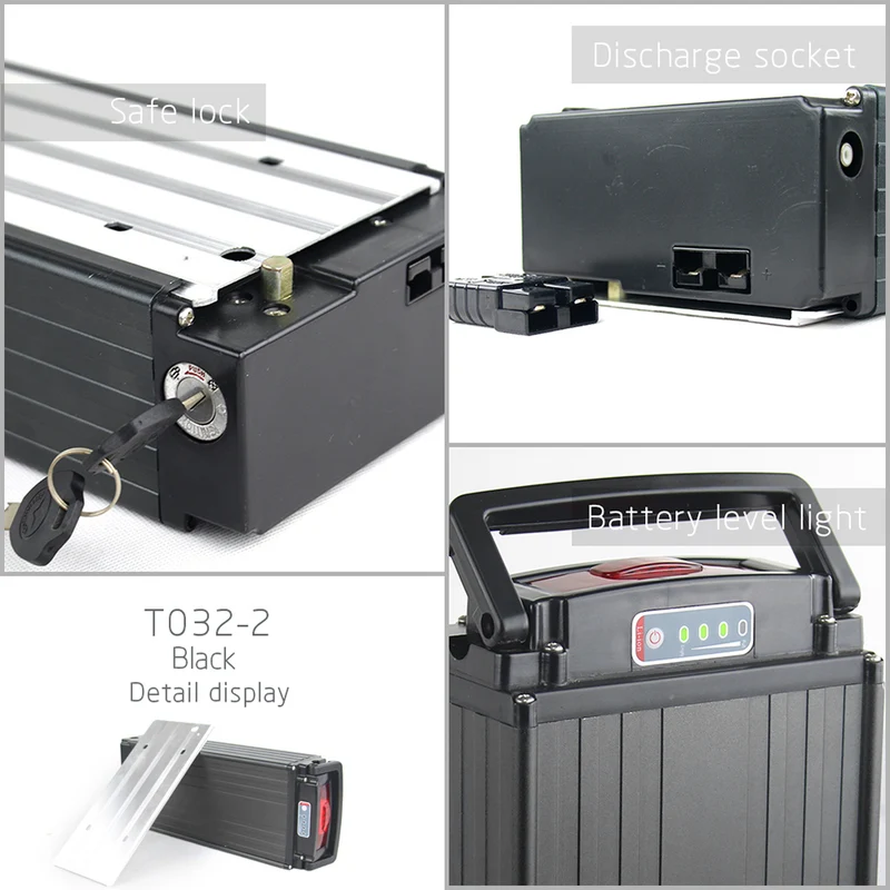 48V 20Ah Battery Lithium-ion Ebike with 30A BMS for Outdoors T032-2 black