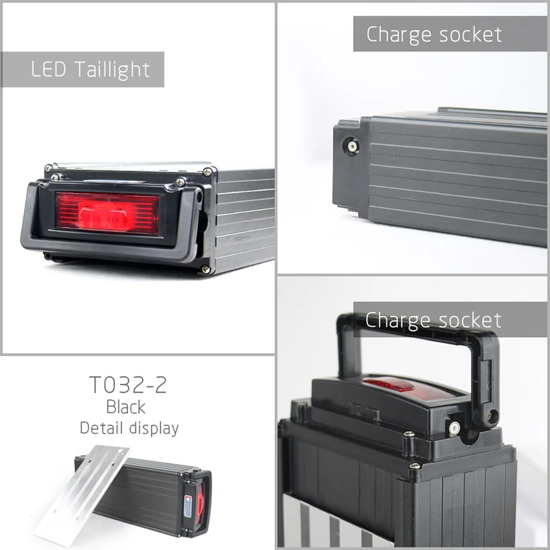 48V 20Ah Battery Lithium-ion Ebike with 30A BMS for Outdoors T032-2 black
