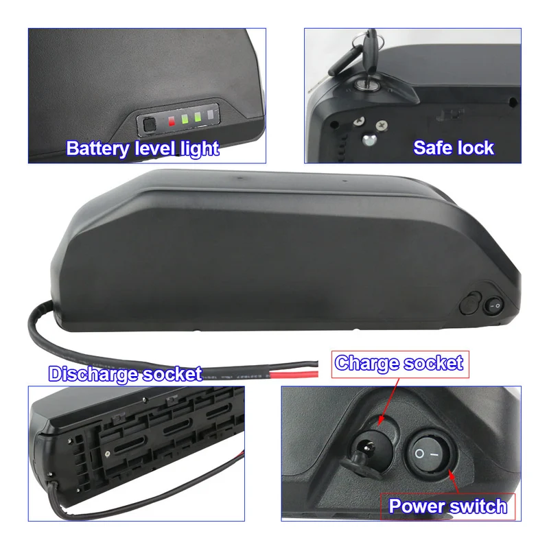 US Stock 52V 13Ah battery black lithium-ion with 30A BMS for Outdoor ebike R049-2